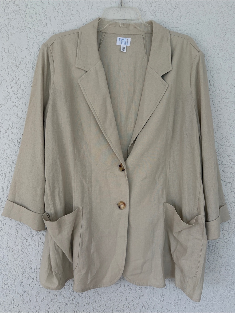 Time and Tru Relaxed Beige Lightweight Blazer linen blend size XXL/20